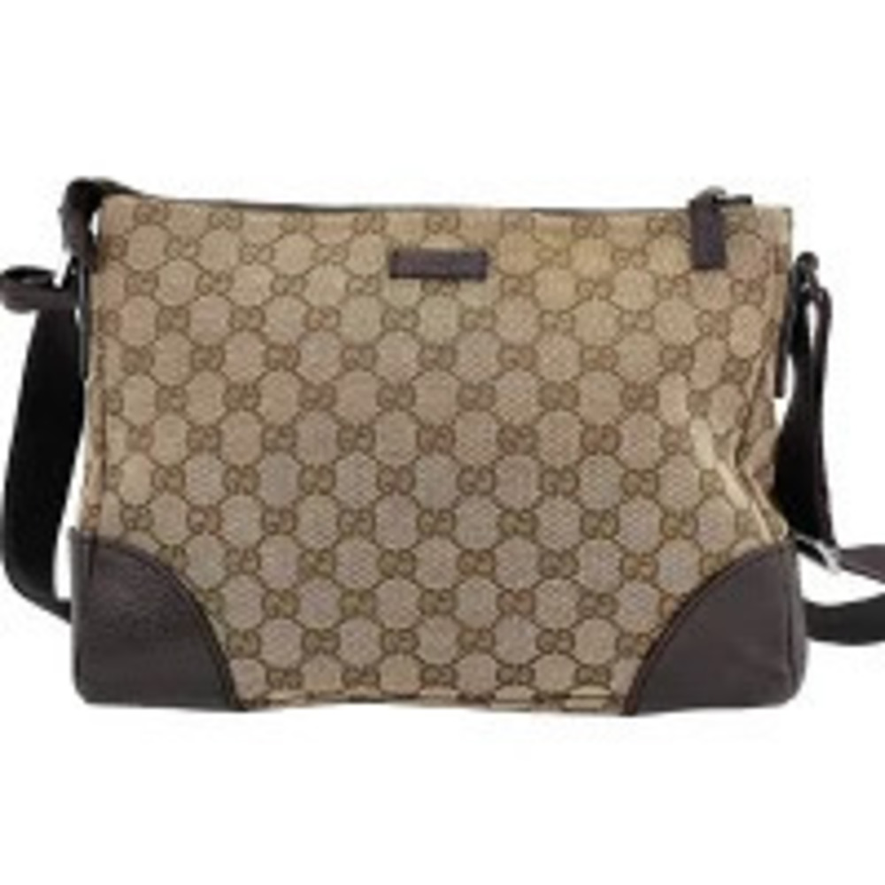 Gucci GG Canvas Messenger Shoulder Bag Brown